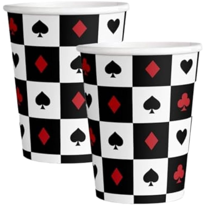 8 PCS CASINO PAPER CUPS 9 OZ, POKER THEME DECORATIONS FOR DIWALI CARD GAME, BIRTHDAY TABLEWARE - Image 1